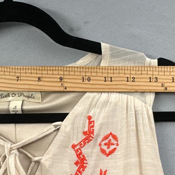 Cloth & People Mini Dress Small Western Embroidered Boho Hippie Cowgirl Neutral - Picture 14 of 16